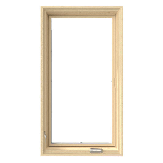 PELLA Lifestyle Casement 17" Wide Aluminum Clad Exterior Pine Wood Interior New Construction Low-E Insulating Glass Full Screen Optional
