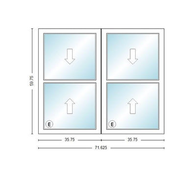 MI IN STOCK V3000 1556 Twin Double Hung 3050 Egress Window Frame Size: 71.625