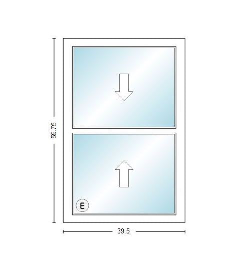 MI IN STOCK V3000 1556 Double Hung 3450 Egress Window Frame Size: 39.5" X 59.75" White Vinyl Exterior & Interior NO SCREEN White Hardware New Construction With Fins