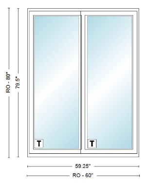 ANDERSEN NLGD5068-2 200 Series Narroline 59¼" X 79½ Sliding/Gliding Dual Pane Low-E Tempered Stainless Glass 2 Panel Unassembled Patio Door Grilles/Screen Options