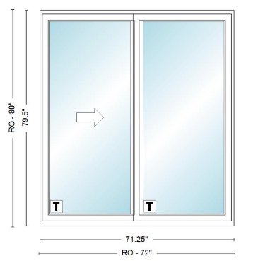 ANDERSEN NLGD6068-2 200 Series Narroline 71¼" X 79½  Sliding/Gliding Dual Pane Low-E Tempered Stainless Glass 2 Panel Unassembled Patio Door Grilles/Screen Options