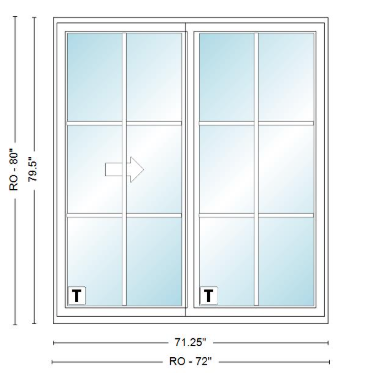 ANDERSEN NLGD6068-2 200 Series Narroline 71¼" X 79½  Sliding/Gliding Dual Pane Low-E Tempered Stainless Glass 2 Panel Unassembled Patio Door Grilles/Screen Options
