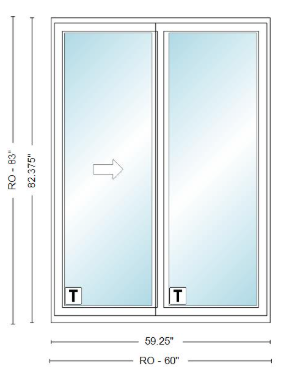 ANDERSEN NLGD50611-2 200 Series Narroline 59¼" X 82⅜ Sliding/Gliding Dual Pane Low-E Tempered Stainless Glass 2 Panel Unassembled Patio Door Grilles/Screen Options