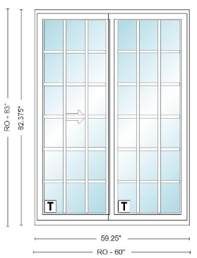 ANDERSEN NLGD50611-2 200 Series Narroline 59¼" X 82⅜ Sliding/Gliding Dual Pane Low-E Tempered Stainless Glass 2 Panel Unassembled Patio Door Grilles/Screen Options