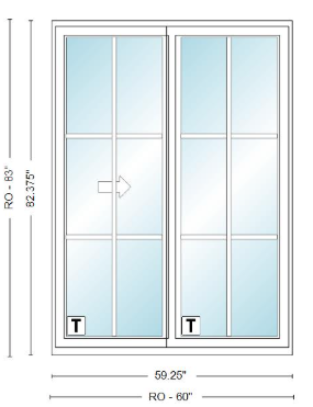 ANDERSEN NLGD50611-2 200 Series Narroline 59¼" X 82⅜ Sliding/Gliding Dual Pane Low-E Tempered Stainless Glass 2 Panel Unassembled Patio Door Grilles/Screen Options