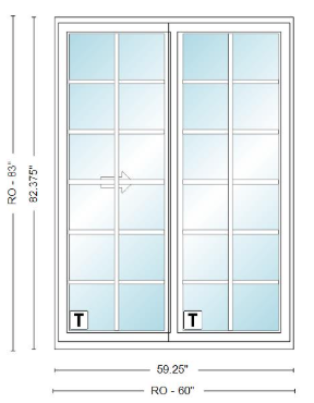 ANDERSEN NLGD50611-2 200 Series Narroline 59¼" X 82⅜ Sliding/Gliding Dual Pane Low-E Tempered Stainless Glass 2 Panel Unassembled Patio Door Grilles/Screen Options