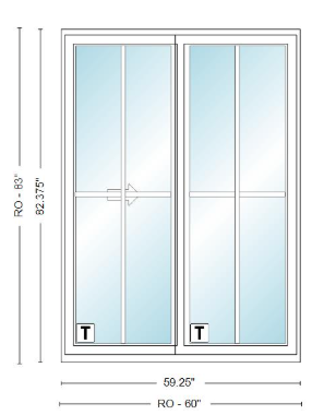 ANDERSEN NLGD50611-2 200 Series Narroline 59¼" X 82⅜ Sliding/Gliding Dual Pane Low-E Tempered Stainless Glass 2 Panel Unassembled Patio Door Grilles/Screen Options