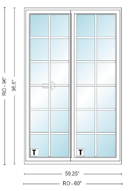 ANDERSEN NLGD5080-2 200 Series Narroline 59¼" X 95½  Sliding/Gliding Dual Pane Low-E Tempered Stainless Glass 2 Panel Unassembled Patio Door Grilles/Screen Options