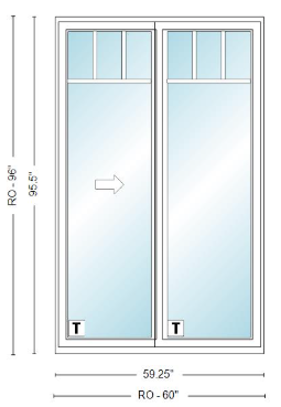 ANDERSEN NLGD5080-2 200 Series Narroline 59¼" X 95½  Sliding/Gliding Dual Pane Low-E Tempered Stainless Glass 2 Panel Unassembled Patio Door Grilles/Screen Options