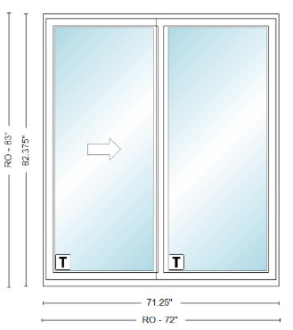 ANDERSEN NLGD60611-2 200 Series Narroline 71¼" X 82⅜  Sliding/Gliding Dual Pane Low-E Tempered Stainless Glass 2 Panel Unassembled Patio Door Grilles/Screen Options