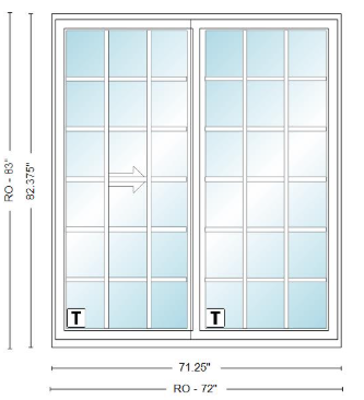 ANDERSEN NLGD60611-2 200 Series Narroline 71¼" X 82⅜  Sliding/Gliding Dual Pane Low-E Tempered Stainless Glass 2 Panel Unassembled Patio Door Grilles/Screen Options