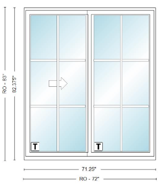 ANDERSEN NLGD60611-2 200 Series Narroline 71¼" X 82⅜  Sliding/Gliding Dual Pane Low-E Tempered Stainless Glass 2 Panel Unassembled Patio Door Grilles/Screen Options