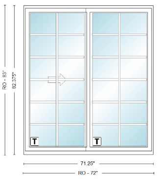 ANDERSEN NLGD60611-2 200 Series Narroline 71¼" X 82⅜  Sliding/Gliding Dual Pane Low-E Tempered Stainless Glass 2 Panel Unassembled Patio Door Grilles/Screen Options