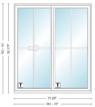ANDERSEN NLGD60611-2 200 Series Narroline 71¼" X 82⅜  Sliding/Gliding Dual Pane Low-E Tempered Stainless Glass 2 Panel Unassembled Patio Door Grilles/Screen Options