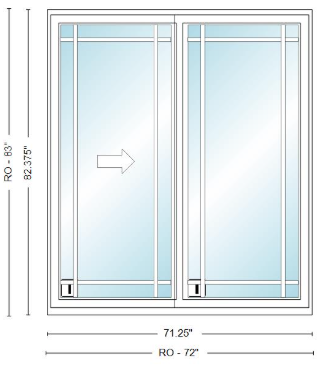 ANDERSEN NLGD60611-2 200 Series Narroline 71¼" X 82⅜  Sliding/Gliding Dual Pane Low-E Tempered Stainless Glass 2 Panel Unassembled Patio Door Grilles/Screen Options