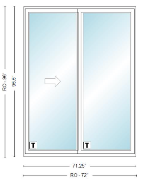 ANDERSEN NLGD6080-2 200 Series Narroline 71¼" X 95½  Sliding/Gliding Dual Pane Low-E Tempered Stainless Glass 2 Panel Unassembled Patio Door Grilles/Screen Options