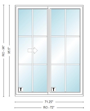 ANDERSEN NLGD6080-2 200 Series Narroline 71¼" X 95½  Sliding/Gliding Dual Pane Low-E Tempered Stainless Glass 2 Panel Unassembled Patio Door Grilles/Screen Options