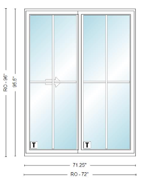 ANDERSEN NLGD6080-2 200 Series Narroline 71¼" X 95½  Sliding/Gliding Dual Pane Low-E Tempered Stainless Glass 2 Panel Unassembled Patio Door Grilles/Screen Options