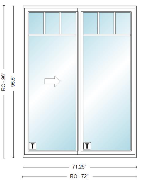 ANDERSEN NLGD6080-2 200 Series Narroline 71¼" X 95½  Sliding/Gliding Dual Pane Low-E Tempered Stainless Glass 2 Panel Unassembled Patio Door Grilles/Screen Options