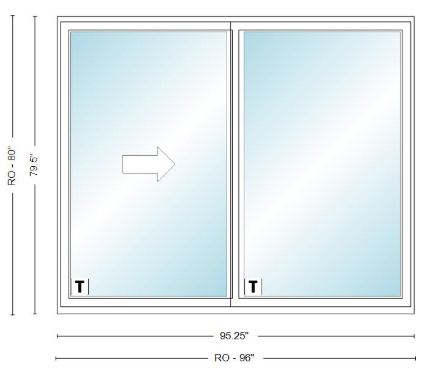 ANDERSEN NLGD8068-2 200 Series Narroline 95¼" X 79½  Sliding/Gliding Dual Pane Low-E Tempered Stainless Glass 2 Panel Unassembled Patio Door Grilles/Screen Options