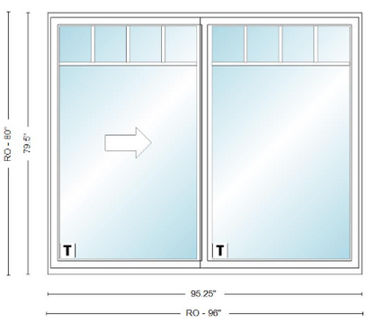 ANDERSEN NLGD8068-2 200 Series Narroline 95¼" X 79½  Sliding/Gliding Dual Pane Low-E Tempered Stainless Glass 2 Panel Unassembled Patio Door Grilles/Screen Options