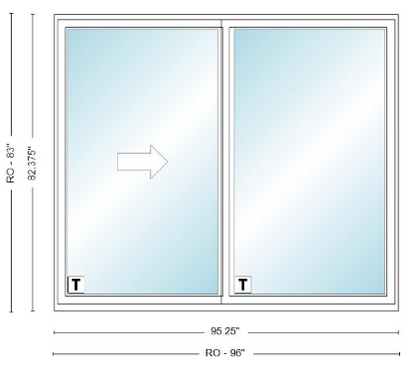 ANDERSEN NLGD80611-2 200 Series Narroline 95¼" X 82⅜  Sliding/Gliding Dual Pane Low-E Tempered Stainless Glass 2 Panel Unassembled Patio Door Grilles/Screen Options