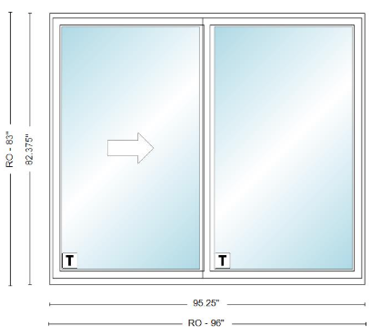 ANDERSEN NLGD80611-2 200 Series Narroline 95¼" X 82⅜  Sliding/Gliding Dual Pane Low-E Tempered Stainless Glass 2 Panel Unassembled Patio Door Grilles/Screen Options