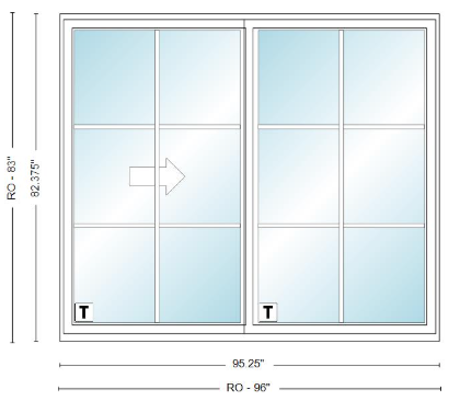 ANDERSEN NLGD80611-2 200 Series Narroline 95¼" X 82⅜  Sliding/Gliding Dual Pane Low-E Tempered Stainless Glass 2 Panel Unassembled Patio Door Grilles/Screen Options
