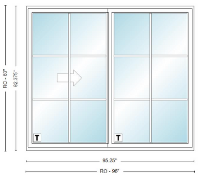 ANDERSEN NLGD80611-2 200 Series Narroline 95¼" X 82⅜  Sliding/Gliding Dual Pane Low-E Tempered Stainless Glass 2 Panel Unassembled Patio Door Grilles/Screen Options