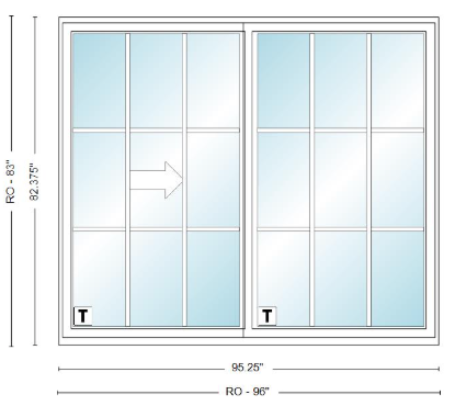 ANDERSEN NLGD80611-2 200 Series Narroline 95¼" X 82⅜  Sliding/Gliding Dual Pane Low-E Tempered Stainless Glass 2 Panel Unassembled Patio Door Grilles/Screen Options