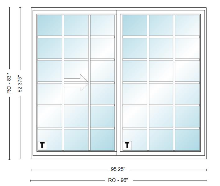 ANDERSEN NLGD80611-2 200 Series Narroline 95¼" X 82⅜  Sliding/Gliding Dual Pane Low-E Tempered Stainless Glass 2 Panel Unassembled Patio Door Grilles/Screen Options