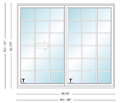 ANDERSEN NLGD80611-2 200 Series Narroline 95¼" X 82⅜  Sliding/Gliding Dual Pane Low-E Tempered Stainless Glass 2 Panel Unassembled Patio Door Grilles/Screen Options