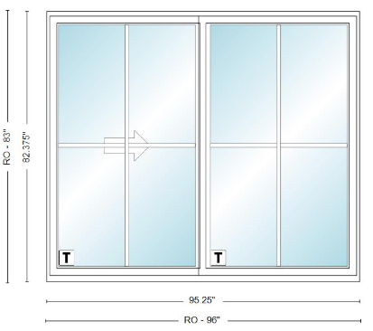 ANDERSEN NLGD80611-2 200 Series Narroline 95¼" X 82⅜  Sliding/Gliding Dual Pane Low-E Tempered Stainless Glass 2 Panel Unassembled Patio Door Grilles/Screen Options