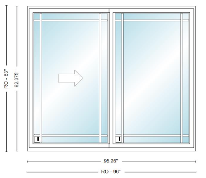 ANDERSEN NLGD80611-2 200 Series Narroline 95¼" X 82⅜  Sliding/Gliding Dual Pane Low-E Tempered Stainless Glass 2 Panel Unassembled Patio Door Grilles/Screen Options