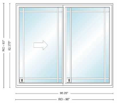 ANDERSEN NLGD80611-2 200 Series Narroline 95¼" X 82⅜  Sliding/Gliding Dual Pane Low-E Tempered Stainless Glass 2 Panel Unassembled Patio Door Grilles/Screen Options