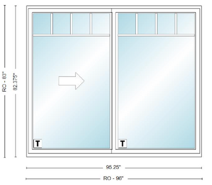 ANDERSEN NLGD80611-2 200 Series Narroline 95¼" X 82⅜  Sliding/Gliding Dual Pane Low-E Tempered Stainless Glass 2 Panel Unassembled Patio Door Grilles/Screen Options
