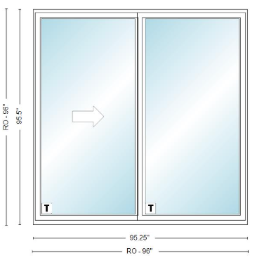 ANDERSEN NLGD8080-2 200 Series Narroline 95¼" X 95½ Sliding/Gliding Dual Pane Low-E Tempered Stainless Glass 2 Panel Unassembled Patio Door Grilles/Screen Options