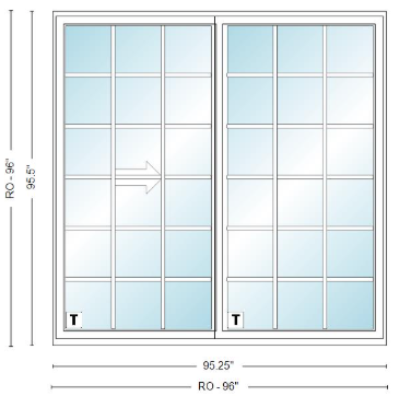 ANDERSEN NLGD8080-2 200 Series Narroline 95¼" X 95½ Sliding/Gliding Dual Pane Low-E Tempered Stainless Glass 2 Panel Unassembled Patio Door Grilles/Screen Options