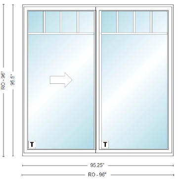 ANDERSEN NLGD8080-2 200 Series Narroline 95¼" X 95½ Sliding/Gliding Dual Pane Low-E Tempered Stainless Glass 2 Panel Unassembled Patio Door Grilles/Screen Options