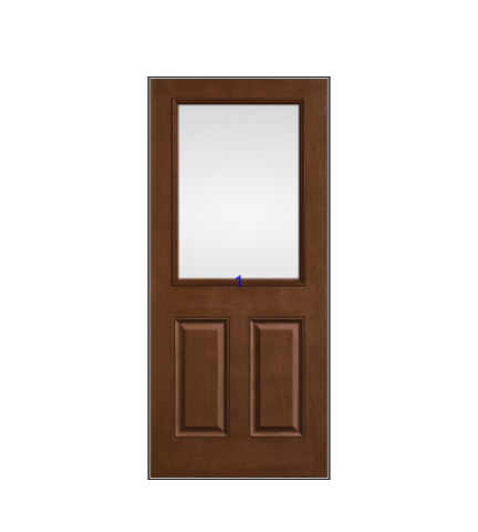 THERMATRU 6'8" Classic Craft Mahogany Square Top 1/2 Light Exterior Prehung Door CCM600