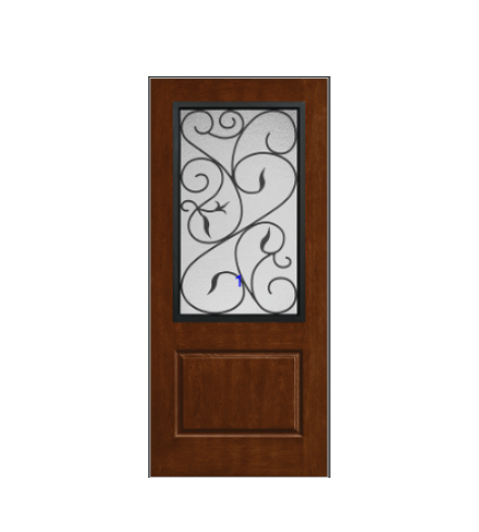 THERMATRU 6'8" Or 8'0" Classic Craft Mahogany Square Top 2/3 Lite Exterior Prehung Door CCR20020/CCR20027/ CCR1515/ CCR820020/ CCR820027/CCR81515/CCR822220/ CCR822227/CCR822215