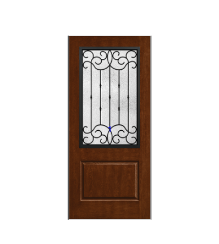 THERMATRU 6'8" Or 8'0" Classic Craft Mahogany Square Top 2/3 Lite Exterior Prehung Door CCR20020/CCR20027/ CCR1515/ CCR820020/ CCR820027/CCR81515/CCR822220/ CCR822227/CCR822215
