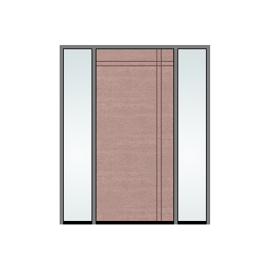THERMATRU 3'0" X 6'8" Or 8'0" Classic Craft Walnut Grained Flush Exterior Prehung Door With 2 Clear Low-E Direct Set Sidelights