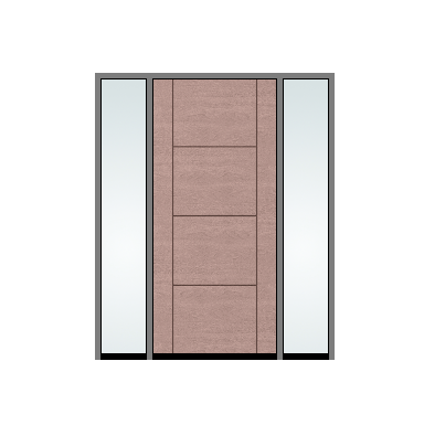 THERMATRU 3'0" X 6'8" Or 8'0" Classic Craft Walnut Grained Flush Exterior Prehung Door With 2 Clear Low-E Direct Set Sidelights