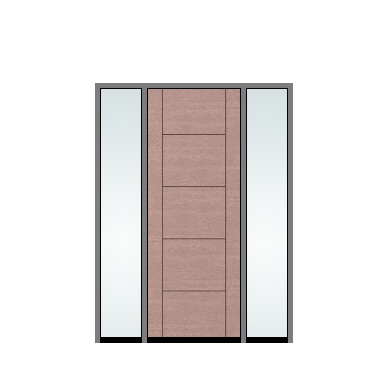THERMATRU 3'0" X 6'8" Or 8'0" Classic Craft Walnut Grained Flush Exterior Prehung Door With 2 Clear Low-E Direct Set Sidelights