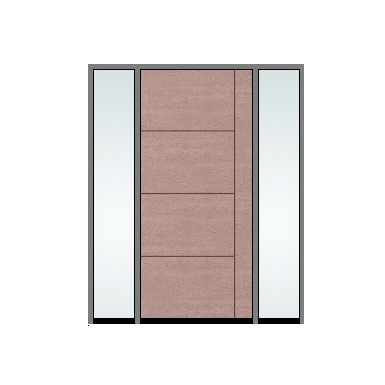 THERMATRU 3'0" X 6'8" Or 8'0" Classic Craft Walnut Grained Flush Exterior Prehung Door With 2 Clear Low-E Direct Set Sidelights