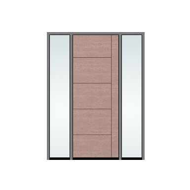 THERMATRU 3'0" X 6'8" Or 8'0" Classic Craft Walnut Grained Flush Exterior Prehung Door With 2 Clear Low-E Direct Set Sidelights