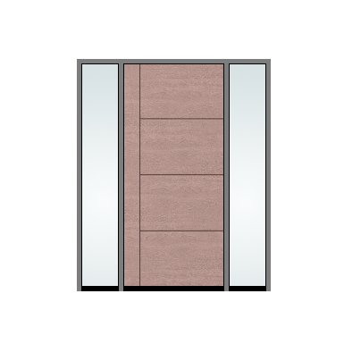 THERMATRU 3'0" X 6'8" Or 8'0" Classic Craft Walnut Grained Flush Exterior Prehung Door With 2 Clear Low-E Direct Set Sidelights