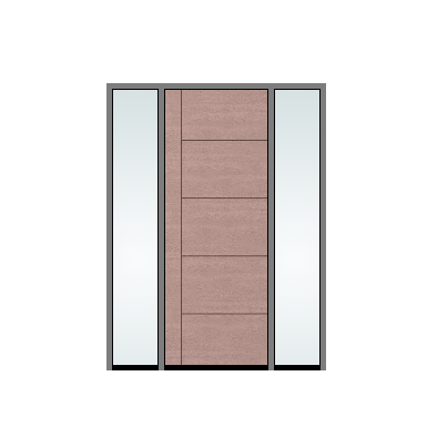 THERMATRU 3'0" X 6'8" Or 8'0" Classic Craft Walnut Grained Flush Exterior Prehung Door With 2 Clear Low-E Direct Set Sidelights