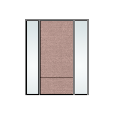 THERMATRU 3'0" X 6'8" Or 8'0" Classic Craft Walnut Grained Flush Exterior Prehung Door With 2 Clear Low-E Direct Set Sidelights CCW905/ CCW8905/DRS82131SL-LE